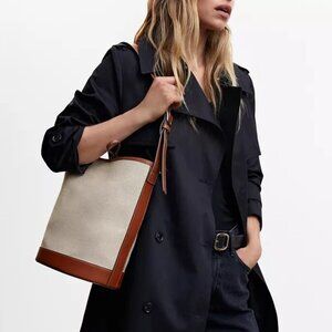 Mango Canvas Combined Bucket Handbag